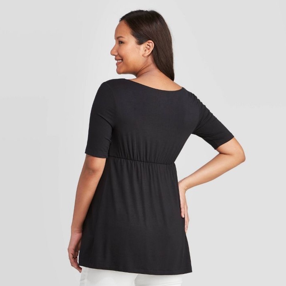 Ingrid & Isabel Maternity Top Elbow Sleeve V-Neck Nursing Tunic Top Black XXL - Picture 2 of 11